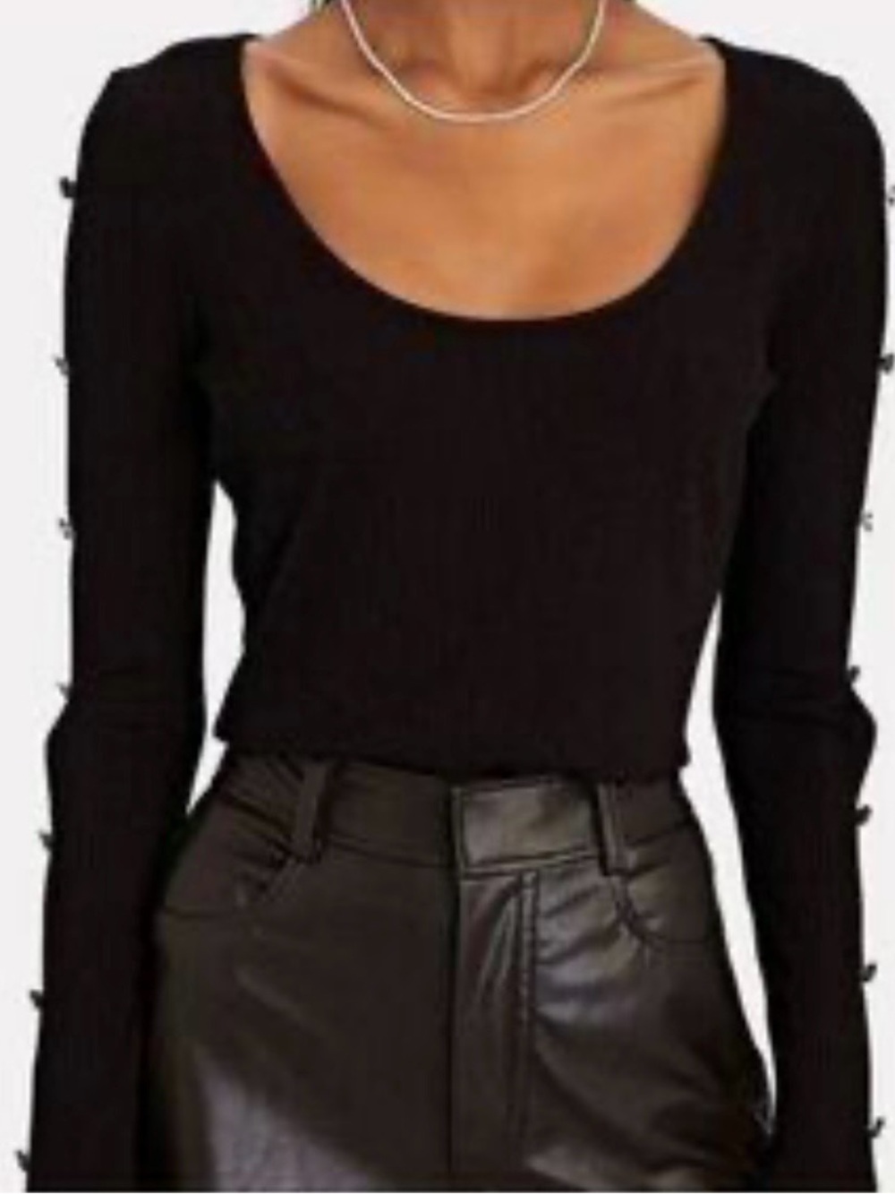 Intermix Sinclair Black Scoop Neck Long Sleeve Top Size S NWT